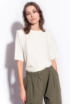 Pinko blouse à manches courtes B244D258 chemisiers | rose fumée blanche