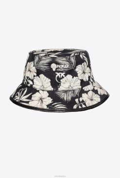 Pinko bob à imprimé floral graphique B244D1264 chapeaux | noir/écru