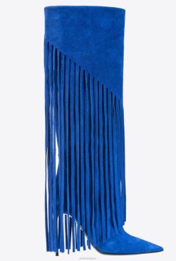 Pinko bottes en daim à franges B244D1101 bottes | clématite bleue