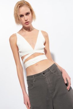 Pinko bralette en maille côtelée B244D378 haut | soie blanche