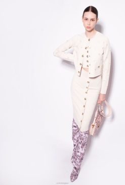 Pinko cardigan court en jacquard tourtereaux B244D558 gilet | bouleau beige