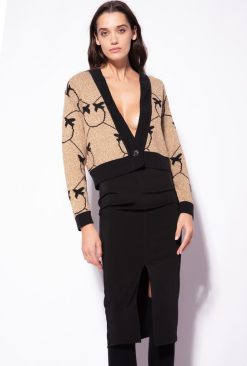 Pinko cardigan raccourci en jacquard monogrammé B244D556 gilet | or/noir