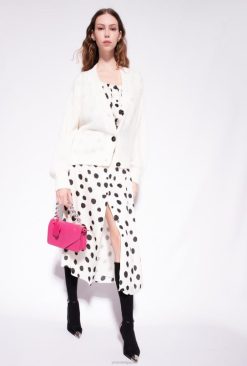 Pinko cardigan raccourci en maille côtelée B244D552 gilet | soie blanche