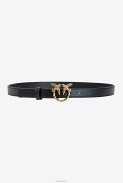 Pinko ceinture fine en cuir love bird B244D1028 ceintures | noir-or antique