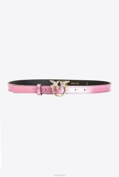 Pinko ceinture fine en peau de reptile laminée Galleria B244D1023 ceintures | or rose poudré brillant
