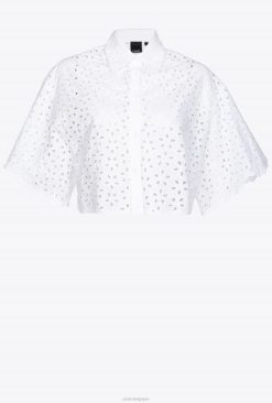 Pinko chemise raccourcie en broderie anglaise B244D286 chemises | blanc brillant