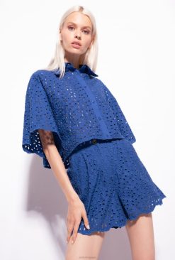 Pinko chemise raccourcie en broderie anglaise B244D287 chemises | bleu