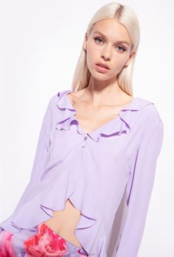 Pinko chemisier court à volant B244D271 chemisiers | tulipe violette