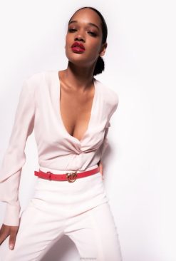 Pinko chemisier en soie avec détail torsadé B244D285 chemisiers | pêche parfaite rose