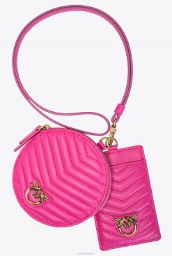 Pinko collier mini love bag chevron B244D1253 sacs microlove | fuchsia-or antique