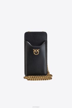 Pinko étui pour smartphone en cuir B244D1241 sacs microlove | noir-or antique