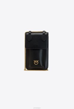 Pinko étui pour smartphone en cuir B244D1246 sacs microlove | noir-or antique