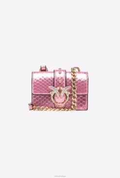 Pinko galerie laminé reptile micro love bag one B244D1233 sacs microlove | or rose poudré brillant