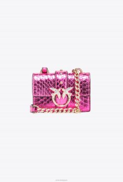 Pinko galerie laminé reptile micro love bag one B244D1235 sacs microlove | or fuchsia brillant