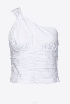 Pinko haut asymétrique en popeline stretch B244D391 haut | blanc brillant