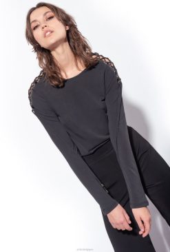 Pinko haut avec cordon de serrage sur les épaules B244D474 pulls | limousine noire