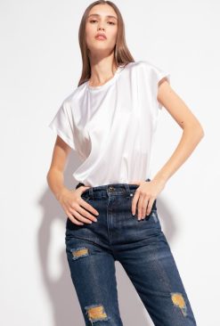 Pinko haut en satin stretch B244D315 chemisiers | blanc brillant