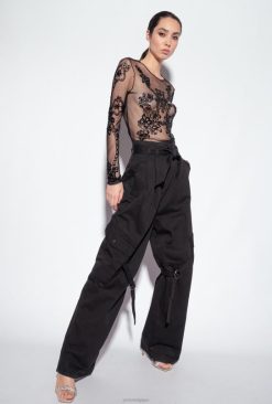 Pinko haut en tulle avec broderie tatouage B244D461 pulls | limousine noire