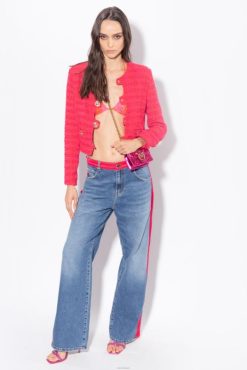Pinko jean avec satin B244D855 jeans | bleu clair/fuchsia