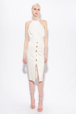 Pinko jupe boutonnée longueur mi-mollet B244D805 jupes mi-mollet | rose fumée blanche