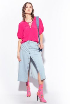 Pinko jupe longue en jean fluide B244D913 jupes longues | lavage léger