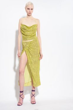 Pinko jupe mi-longue à sequins B244D903 jupes mi-mollet | vert - solfatare