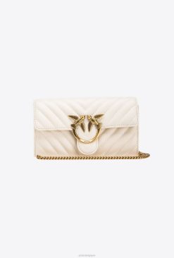Pinko love bag un portefeuille chevron B244D1136 sacs à main | or blanc-vieilli