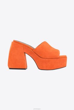 Pinko mules hautes en daim B244D1116 sandales | Orange vif