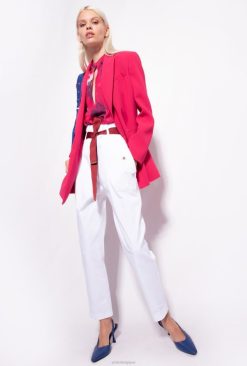 Pinko pantalon avec ceinture à logo B244D683 pantalons décontractés | Blanc comme neige