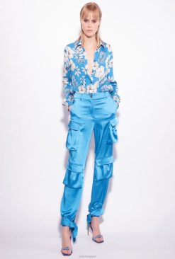 Pinko pantalon cargo en satin B244D763 pantalons décontractés | directeur bleu