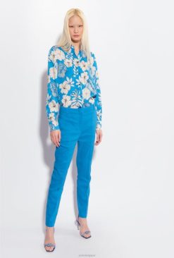 Pinko pantalon cigarette en lin stretch B244D693 pantalons décontractés | directeur bleu