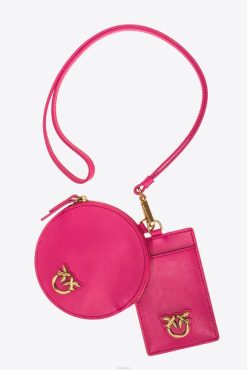 Pinko pochettes tour de cou en cuir B244D1257 sacs microlove | or rose-vieilli