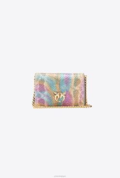 Pinko porte-cartes à bandoulière en peau de reptile multicolore Galleria B244D1165 sacs microlove | or multicolore brillant