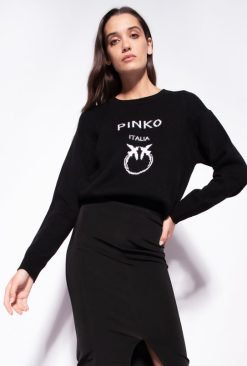 Pinko pull oiseaux d'amour B244D543 pulls | noir blanc