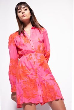 Pinko robe courte à grandes fleurs imprimées B244D66 robes courtes | rose/rouge