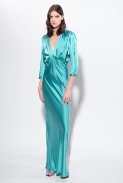 Pinko robe en satin avec nœud B244D169 robes longues | bleu