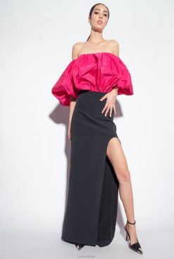 Pinko robe en taffetas Galleria B244D212 robes longues | noir/fuchsia