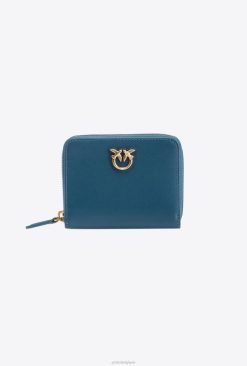 Pinko sac à main carré en cuir à fermeture éclair B244D1144 sacs à main | sarcelle-or antique