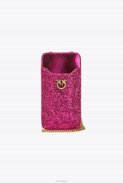 Pinko support pour smartphone pailleté B244D1245 sacs microlove | or rose-vieilli