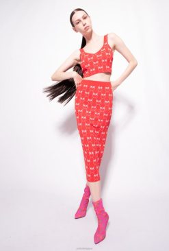 Pinko top court à motif monogrammé B244D423 haut | rouge/rose