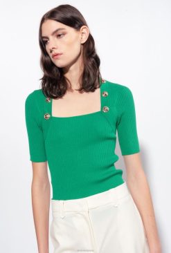 Pinko top en maille côtelée avec boutons dorés B244D491 pulls | amazone