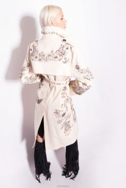 Pinko trench-coat à imprimé tatouage B244D830 manteaux | beurre/noir