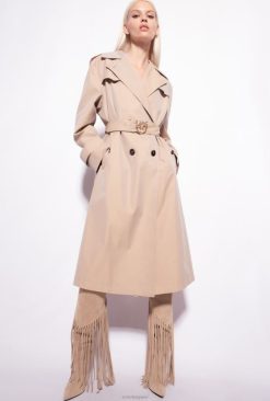 Pinko trench-coat avec boucle love bird B244D831 manteaux | beige safari