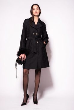 Pinko trench-coat en jacquard avec motif logo B244D838 manteaux | limousine noire