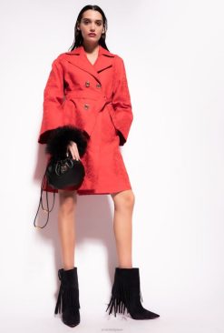 Pinko trench-coat en jacquard avec motif logo B244D839 manteaux | formule 1 rouge