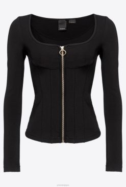 Pinko veste ajustée en néoprène B244D614 vestes décontractées | limousine noire