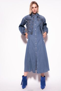Pinko veste en jean avec laçage B244D817 vestes décontractées | délavage vintage moyen