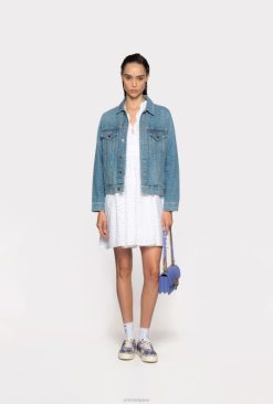 Pinko veste en jean avec logo B244D836 vestes décontractées | blanc/bleu foncé