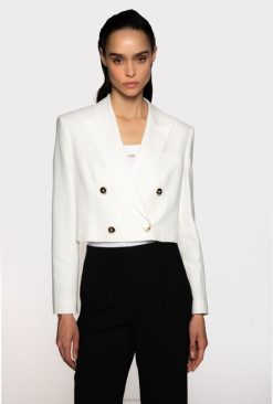 Pinko veste spencer en viscose et lin B244D615 vestes décontractées | soie blanche